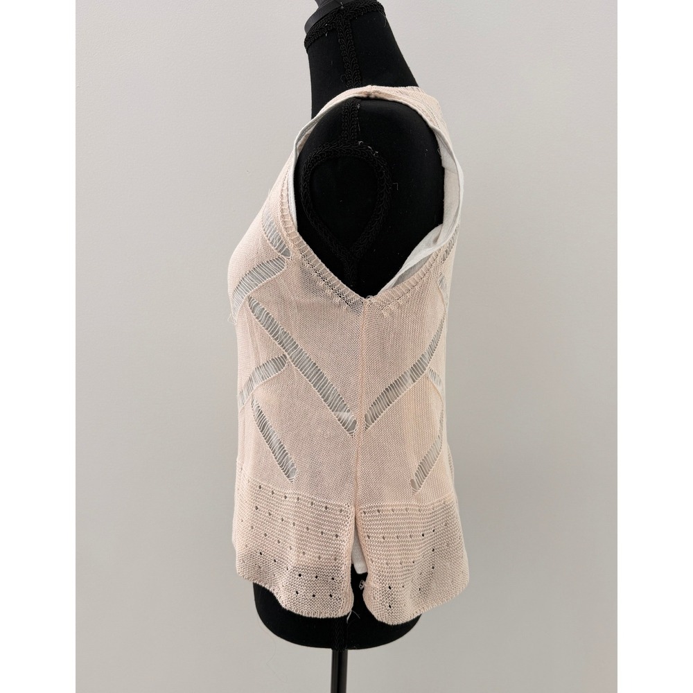 Anthropologie Neutral Pointelle Knit Soft Girl Coastal Tank Sunday in Brooklyn S - Picture 3 of 7